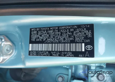 2014 Toyota Prius C One from USA, damaged, VIN JTDKDTB33E1084502